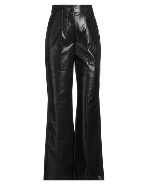 SOLOTRE Black Pants Polyurethane, Viscose