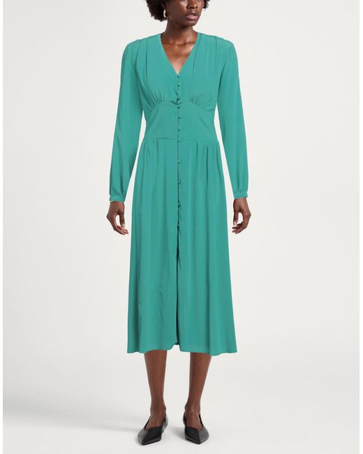 Caliban Green Midi Dress Silk, Elastane