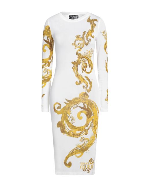 Versace Jeans Couture Metallic Midi Dress Viscose, Elastane