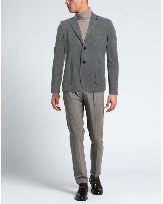 DISTRETTO 12 Gray Blazer Viscose, Polyester, Elastane for men