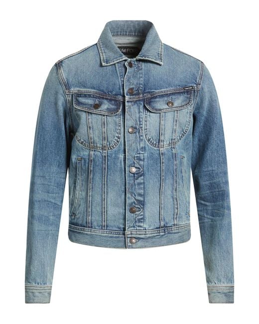 Tom Ford Blue Denim Outerwear Cotton, Polyurethane for men