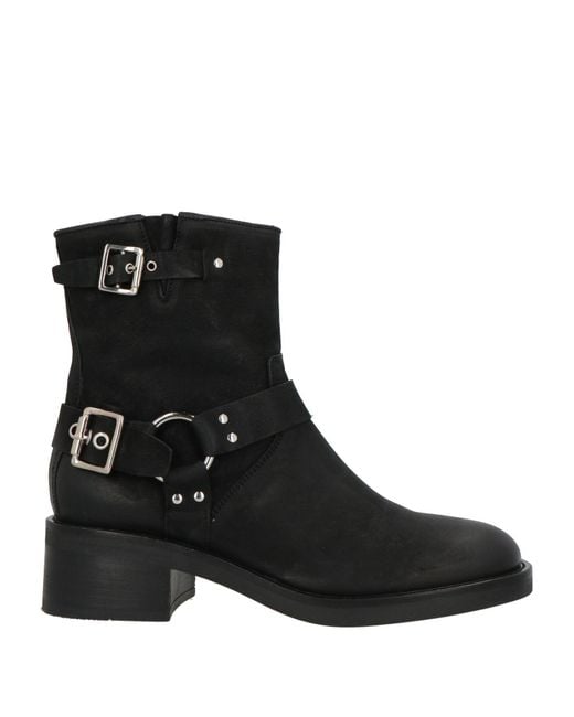 CURIOSITÉ Black Ankle Boots Leather