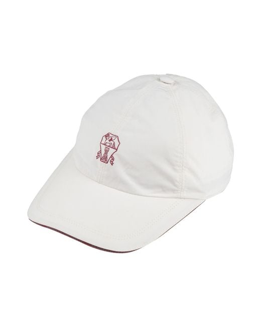 Brunello Cucinelli White Hat Polyester, Polyamide for men