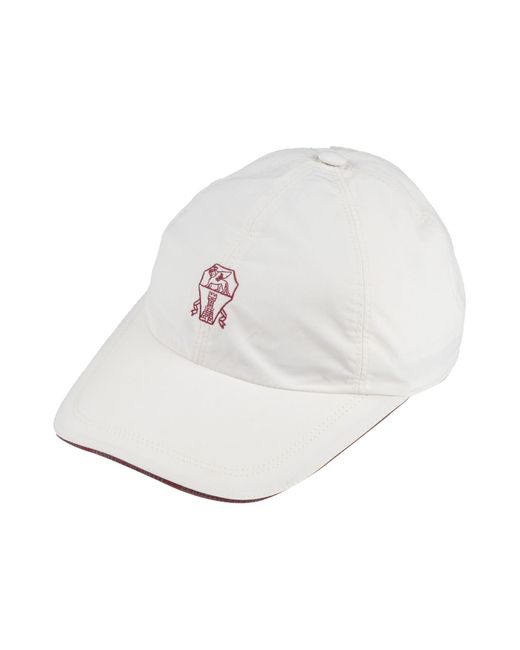 Brunello Cucinelli White Hat Polyester, Polyamide for men
