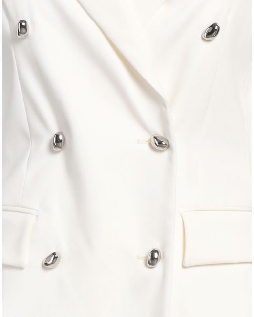 Dondup White Blazer Modal, Cotton, Elastane
