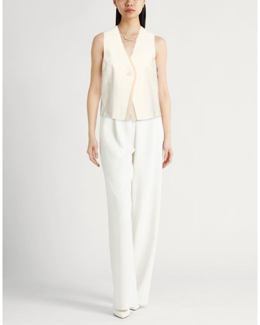 Peserico White Tailored Vest Linen, Polyester