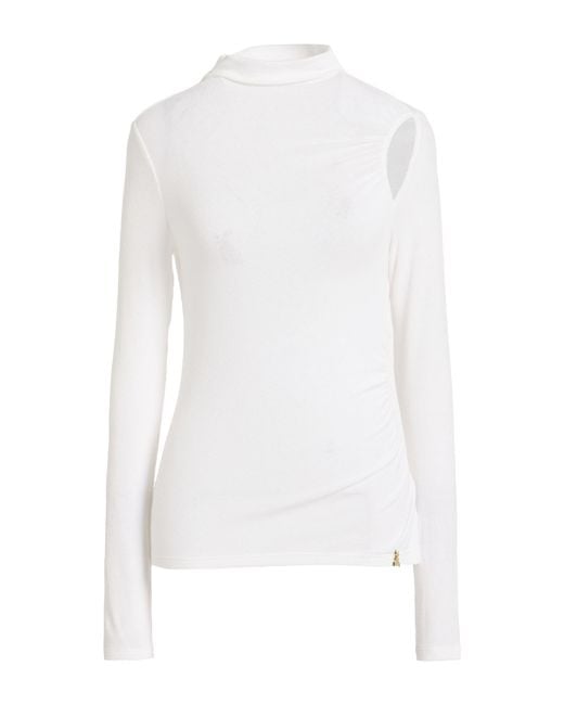 Patrizia Pepe White Turtleneck Polyester, Viscose, Elastane