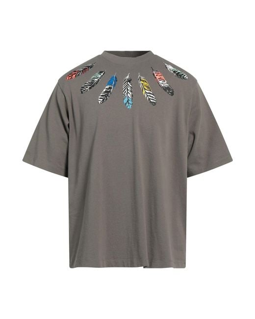 Marcelo Burlon Gray Army Feather Detail Cotton T-shirt for men