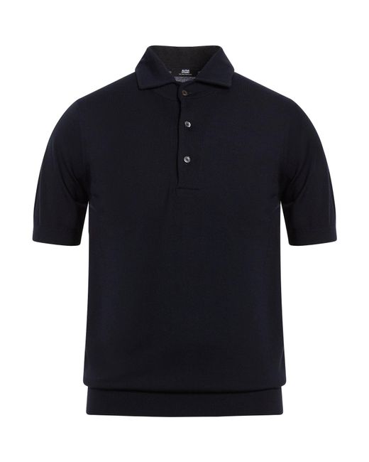 Alpha Studio Blue Midnight Polo Shirt Merino Wool for men