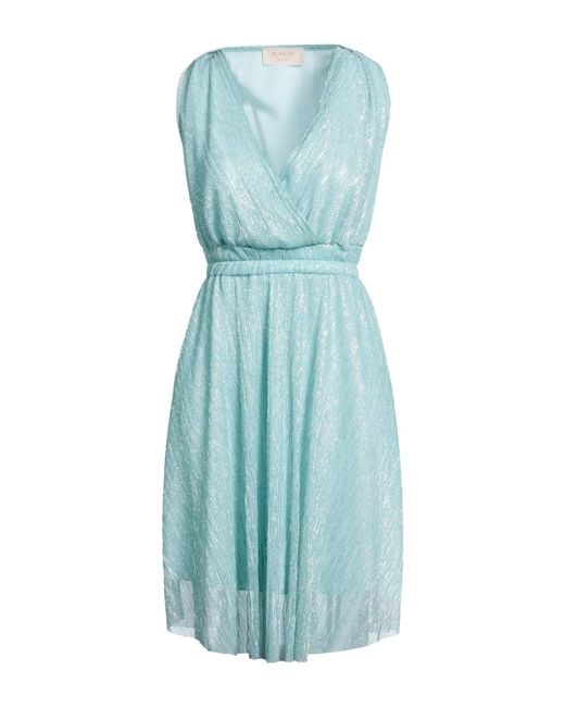 Kaos Blue Midi Dress Polyester, Metallic Fiber