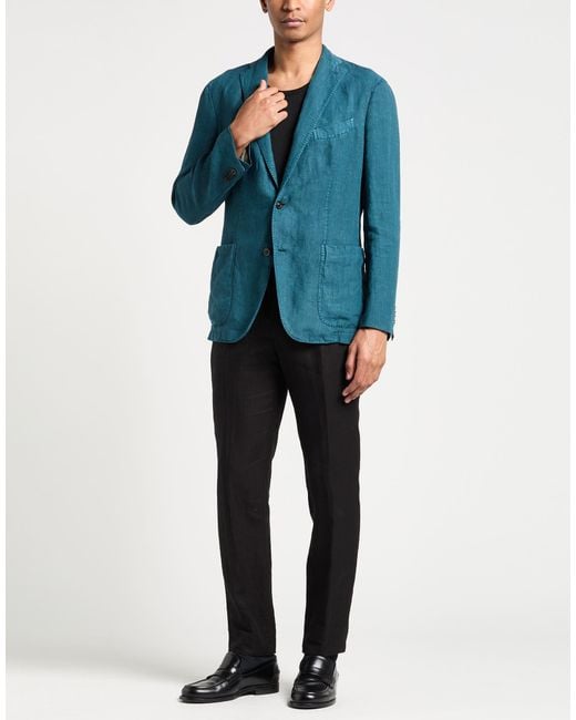 Boglioli Blue Blazer Linen for men