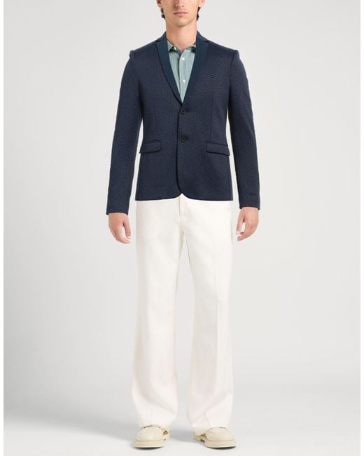Patrizia Pepe Blue Stretch Jersey Single-Breasted Blazer for men