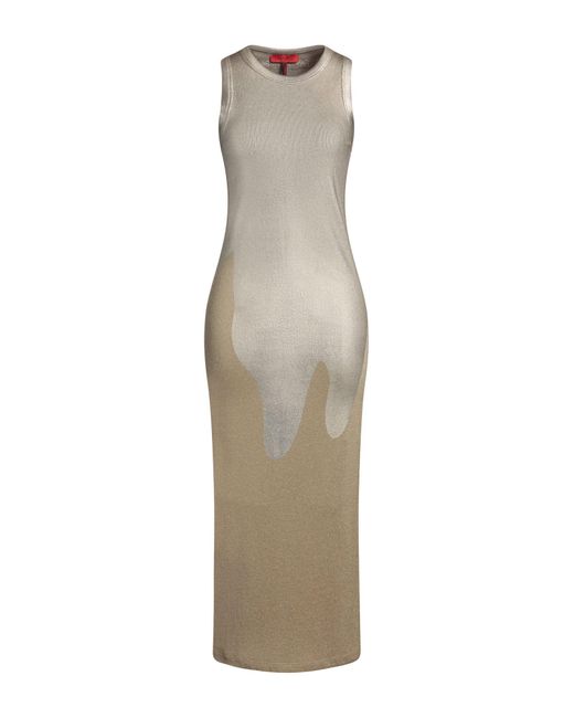 MAX&Co. Natural Maxi Dress Viscose, Polyester, Metallic Fiber, Elastane