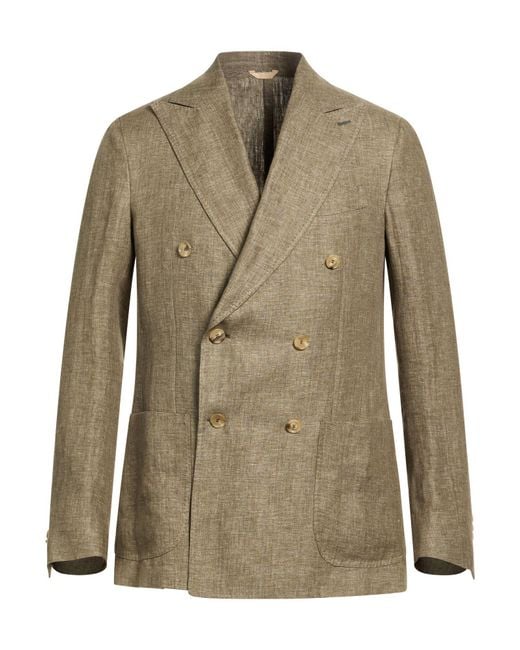 De Petrillo Green Blazer Linen for men