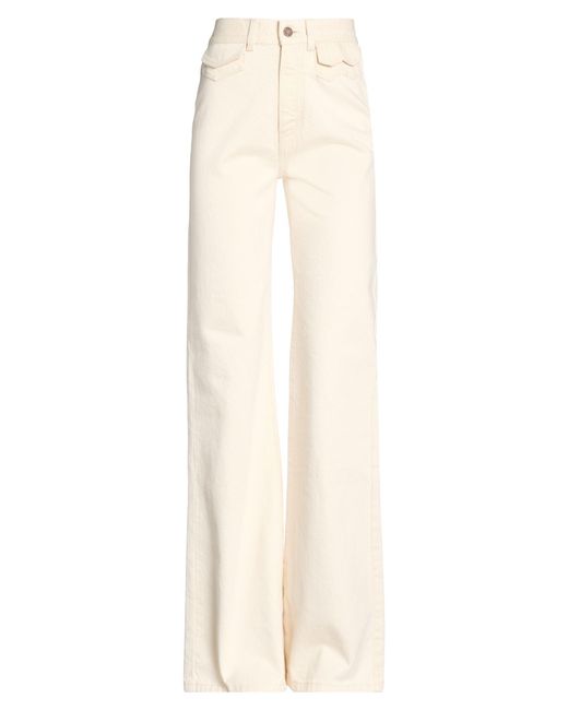 Chloé White Ivory Jeans Cotton, Calfskin