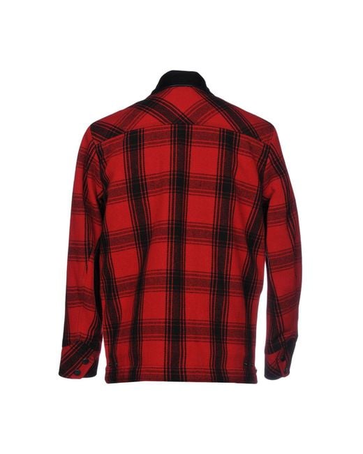 DIESEL Red Jacket Wool, Nylon, Cotton for men