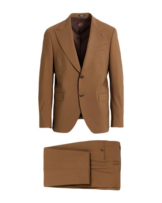 BRERAS Milano Brown Suit Virgin Wool, Elastane for men