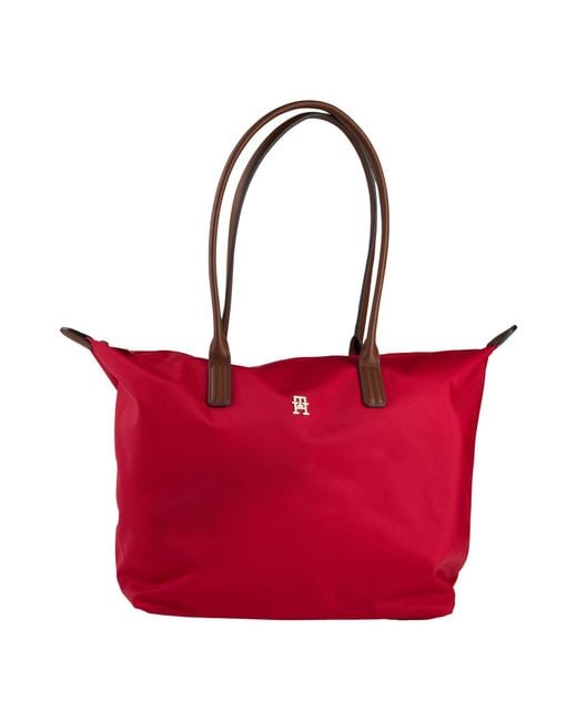 Tommy Hilfiger Red Handbag Recycled Nylon, Cow Leather