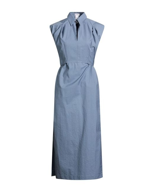 Brunello Cucinelli Blue Midi Dress Cotton, Polyamide