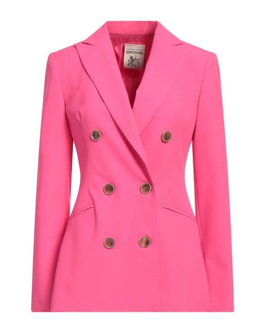 Semicouture Pink Fuchsia Blazer Polyester, Viscose, Elastane