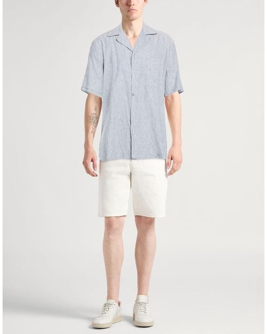 Crossley Blue Shirt Linen, Cotton for men