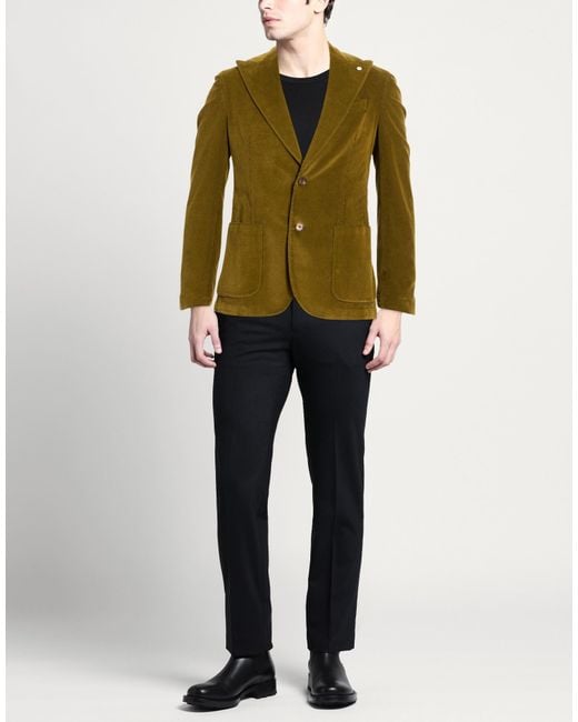L.b.m. 1911 Green Blazer Cotton, Elastane for men