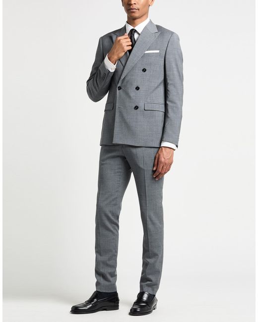 Berry & Brian Gray Suit Wool, Elastane for men