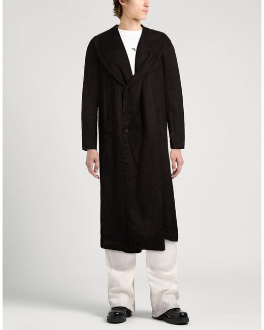 Masnada Black Overcoat & Trench Coat Ramie for men