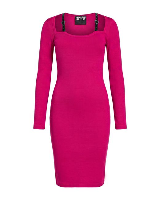 Versace Jeans Couture Pink Midi Dress Cotton, Elastane