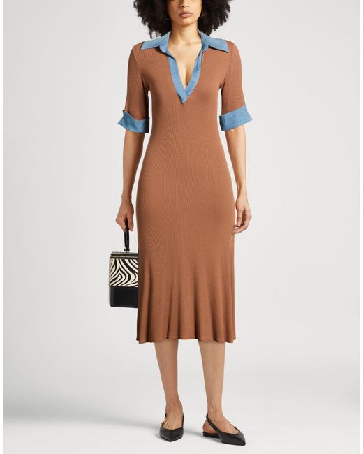 Dixie Brown Midi Dress Viscose, Elastane