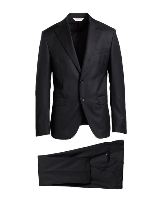 Paoloni Black Suit Virgin Wool for men