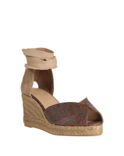 Castaner Brown Espadrilles Leather, Textile Fibers