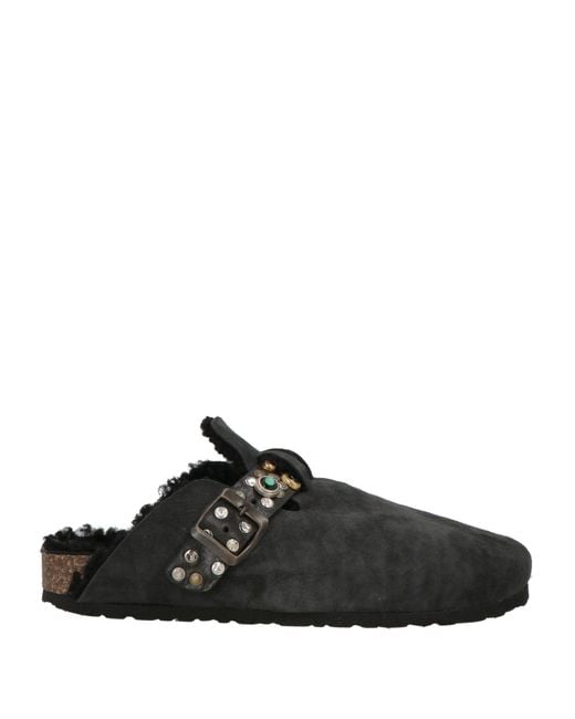Post & Co Black Charcoal Mules & Clogs Shearling