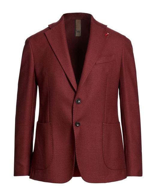 MULISH Purple Blazer Polyester, Wool for men