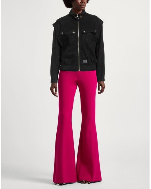 Versace Jeans Couture Black Denim Bomber Jacket with Mandarin Collar