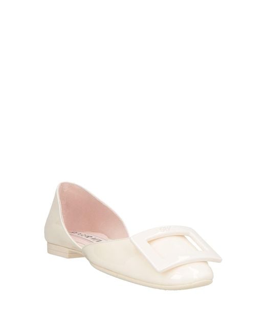 Roger Vivier Natural Cream Ballet Flats Leather
