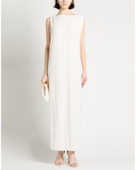 Jacquemus White Maxi Dress Cupro, Elastane