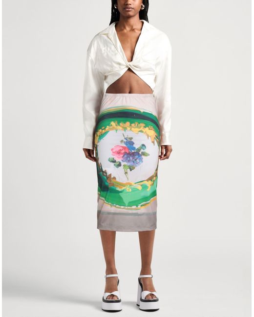 MSGM Green X Jan De Vliegher Midi Skirt Polyester, Elastane