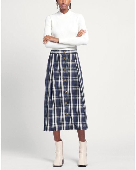 Beams Plus Blue Midi Skirt Polyester