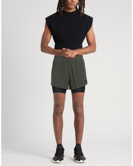 Y-3 Green Shorts & Bermuda Shorts Polyamide, Elastane for men