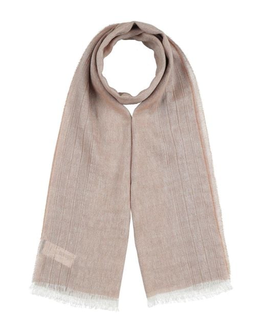 Peserico Gray Scarf Linen, Cashmere, Viscose, Metallic Polyester
