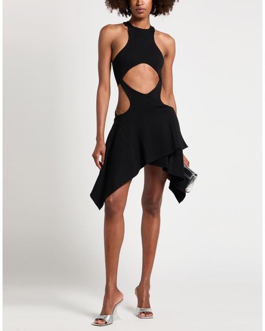 The Attico Black Mini Dress Cotton, Elastane