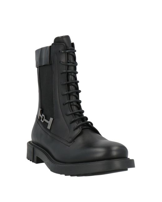 Ferragamo Black Ankle Boots Calfskin, Textile Fibers