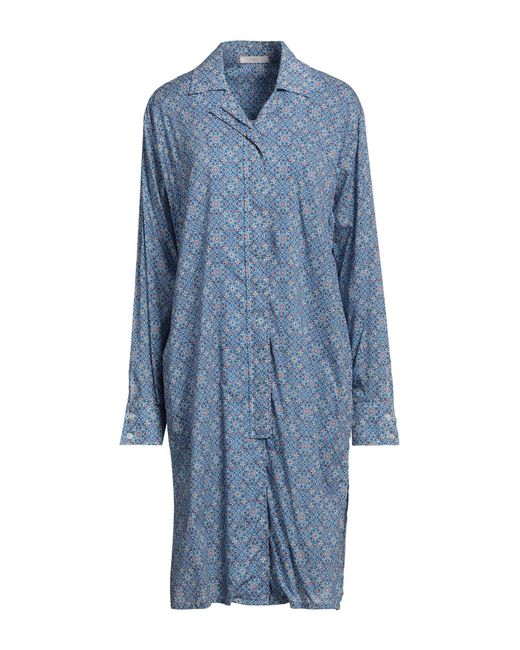 Fedeli Blue Midi Dress Cotton, Elastane
