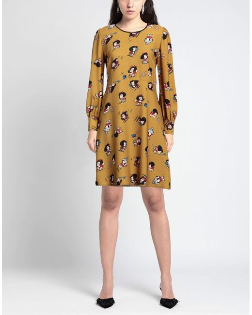 Ottod'Ame Metallic Mustard Mini Dress Polyester