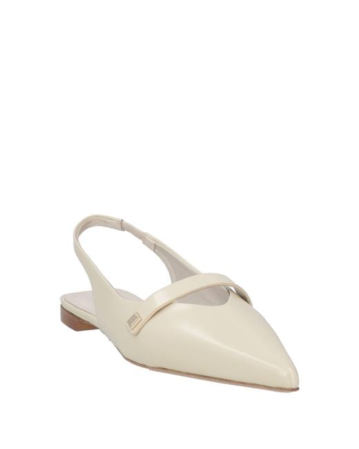 Max Mara White Slingback Leather Ballet Flats