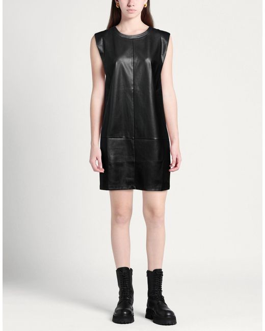 EA7 Black Mini Dress Polyester, Polyurethane, Viscose, Polyamide, Elastane