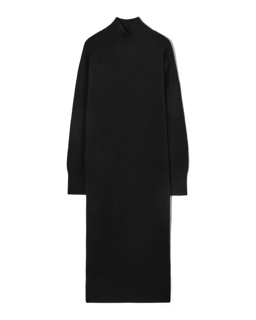 COS Black Lightweight Merino-wool Turtleneck Dress