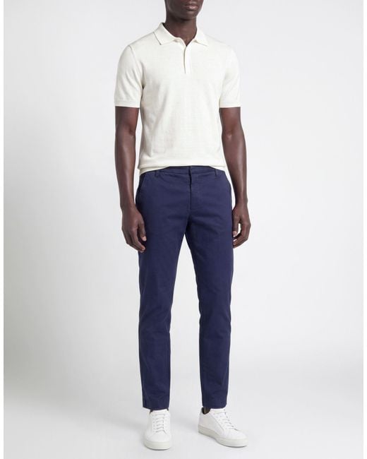 Entre Amis Blue Pants Cotton, Elastane for men