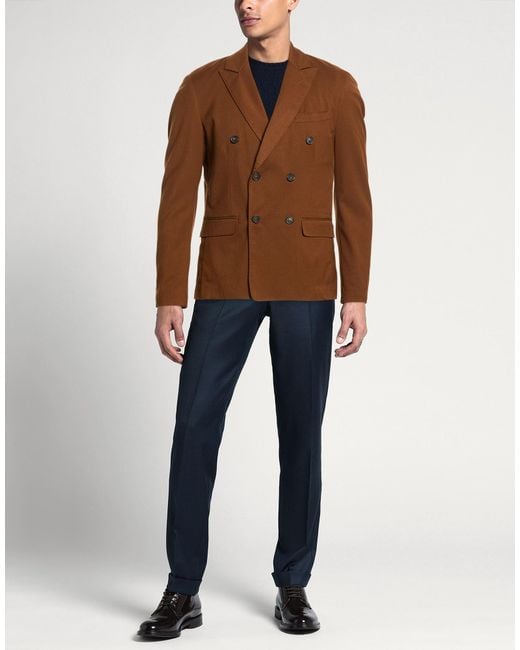 TELAMIRA Brown Blazer Polyester, Viscose, Elastane for men